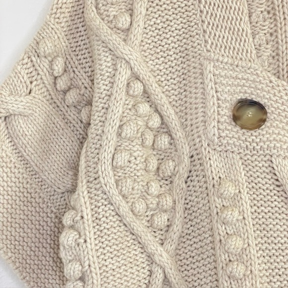 Stella McCartney Wool Cashmere Chunky Cable Knit Bobble Cardigan Dress Ecru IT40 - Picture 7 of 15
